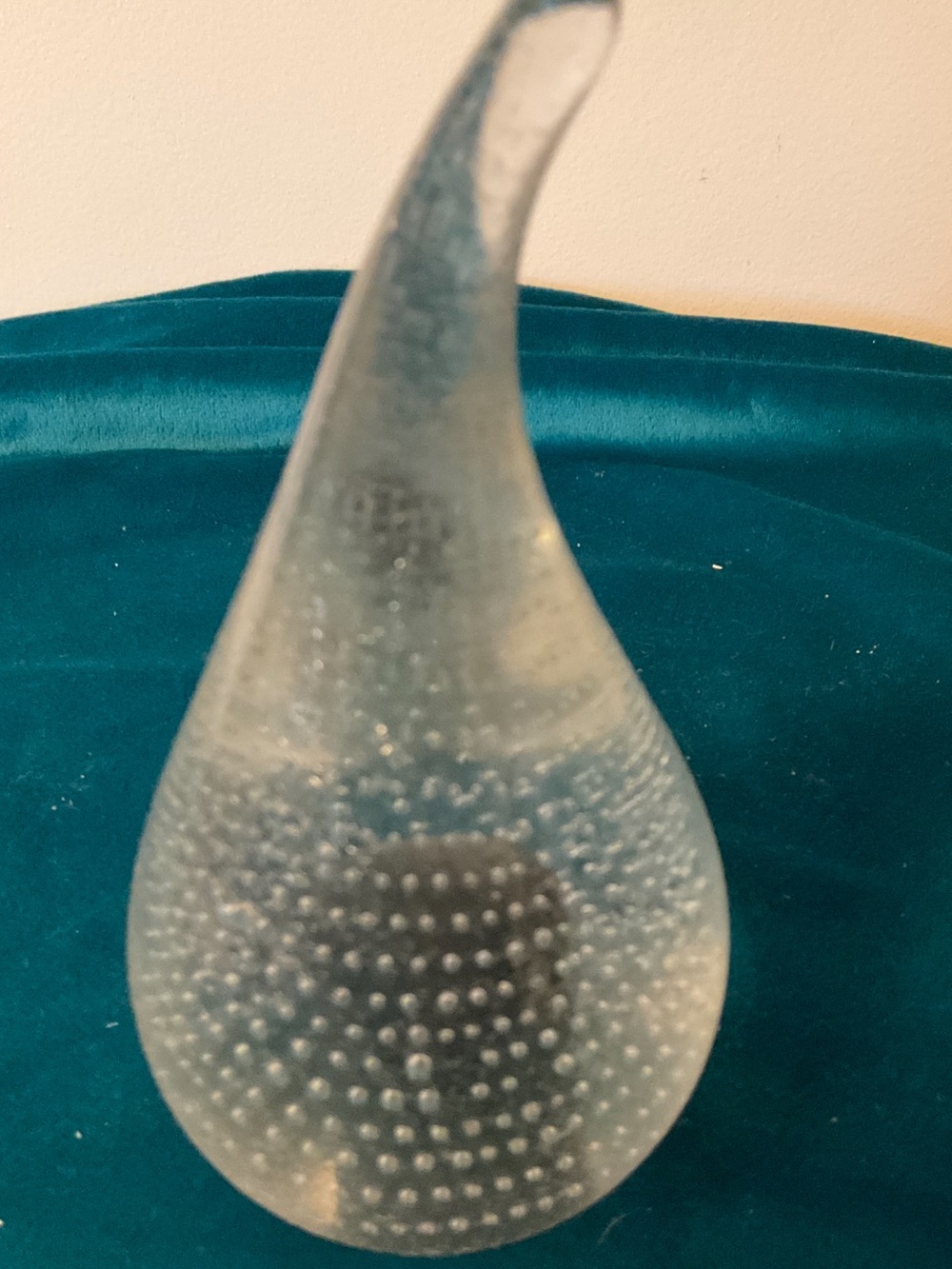 Vintage 1980s Adam Jablonski Polish art glass teardrop paperweight